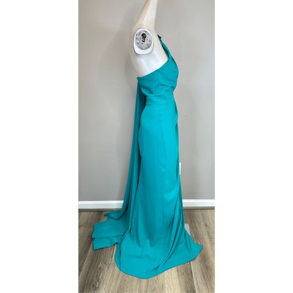 NWT Zuhair Murad Embellished Beaded Draped One-Shoulder Gown Blue Size 10 $4550 - Picture 8 of 10